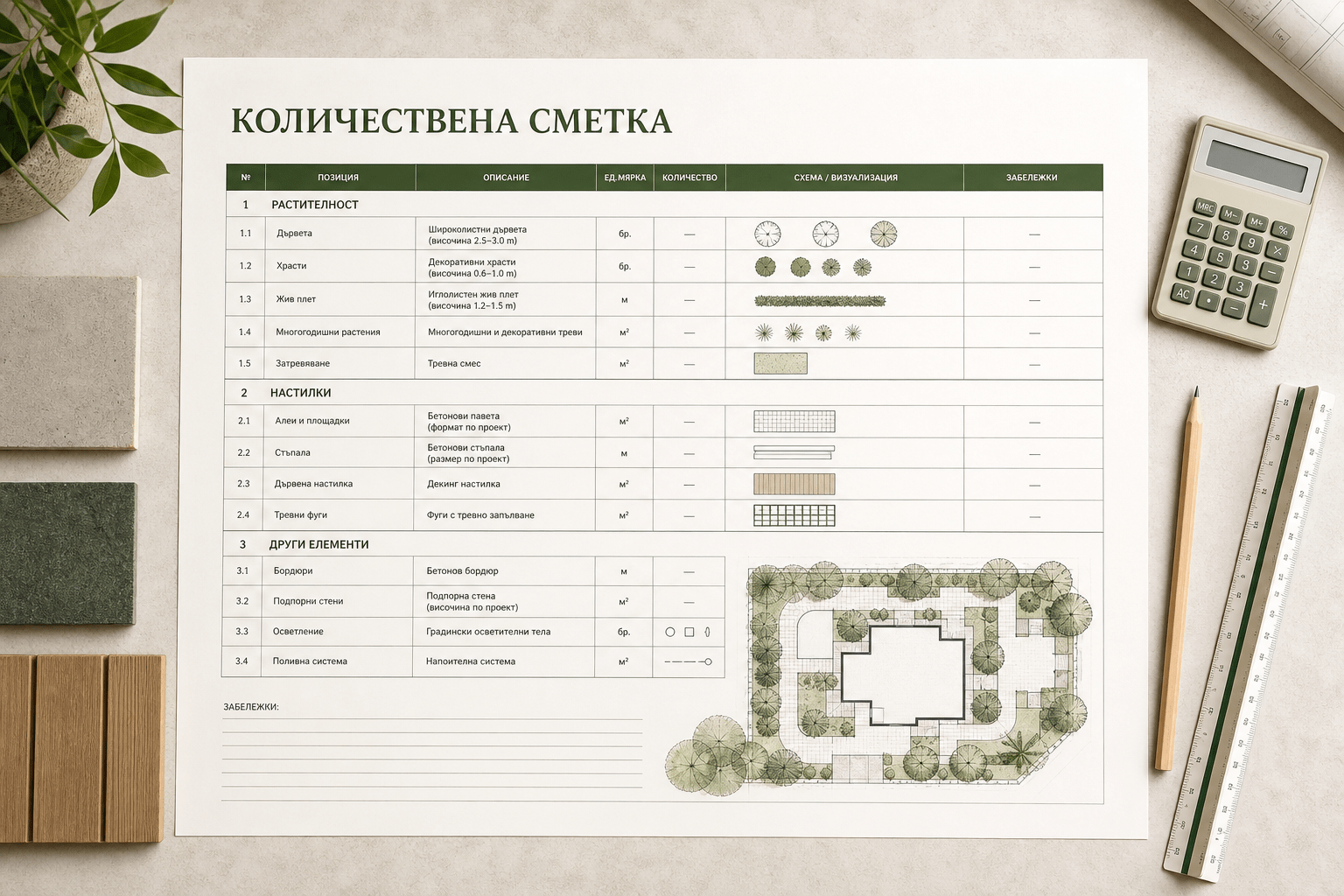 kolichestvena smetka landshaften proekt